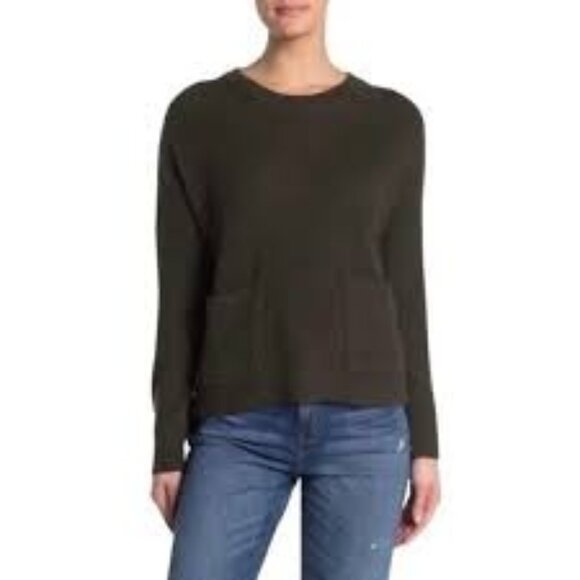 Madewell Tops - Madewell Women's Green Chunky Knit Patch Pocket Sweater Size M